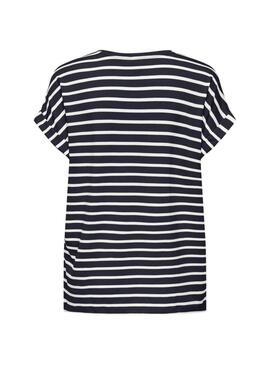 Maglia Only Moster a righe con scollo a V blu marino per donna