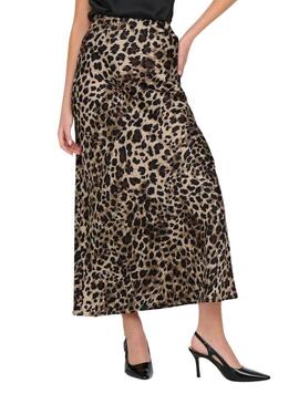 Gonna Only Chigo in raso stampa leopardo per donna.