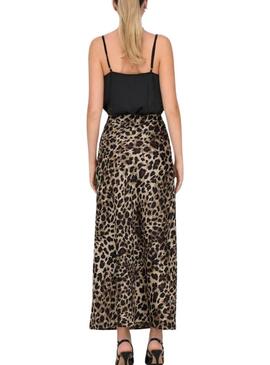 Gonna Only Chigo in raso stampa leopardo per donna.