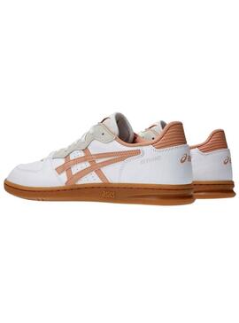 Sneakers Asics Skyhand OG bianche e rosa per donna.