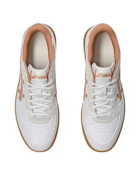 Sneakers Asics Skyhand OG bianche e rosa per donna.