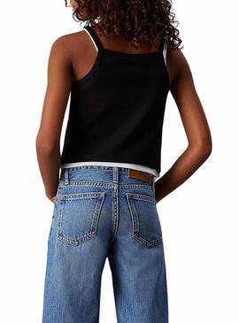 Top Calvin Klein Jeans Strap nero per ragazza