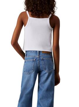 Top Calvin Klein Jeans Strap bianco per ragazza