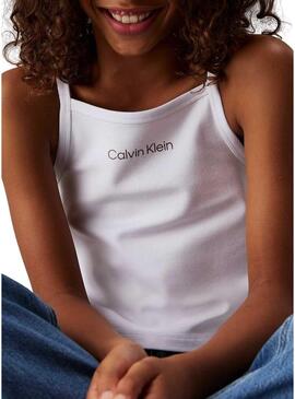 Top Calvin Klein Jeans Strap bianco per ragazza