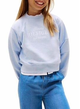 Felpa Tommy Jeans Script blu per bambina