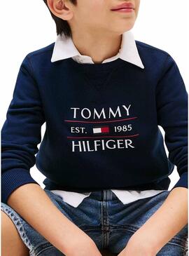 Felpa Tommy Hilfiger Flag blu marino per bambino