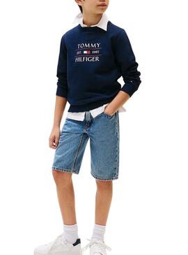 Felpa Tommy Hilfiger Flag blu marino per bambino