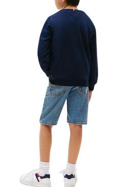 Felpa Tommy Hilfiger Flag blu marino per bambino