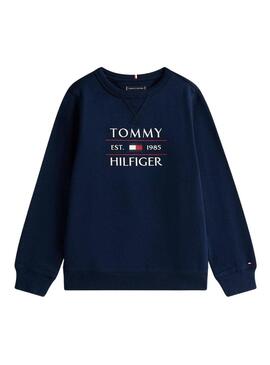 Felpa Tommy Hilfiger Flag blu marino per bambino