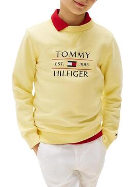 Felpa gialla Tommy Hilfiger Flag per bambino