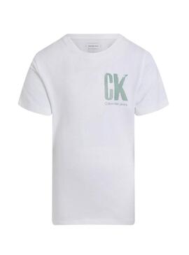 Maglietta Calvin Klein Chest Surf bianca per bambino