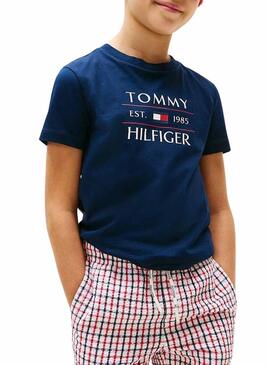 Maglietta Tommy Hilfiger Flag blu per bambino
