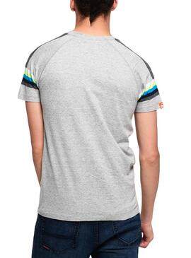 T-Shirt Superdry Engineered Stripe Grigio Uomo
