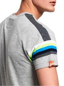 T-Shirt Superdry Engineered Stripe Grigio Uomo