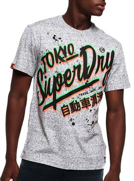 T-Shirt Superdry Ticket Type Grigio Uomo
