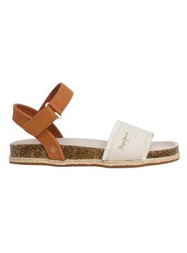 Sandali Pepe Jeans Berlin Bass beige per bambina.