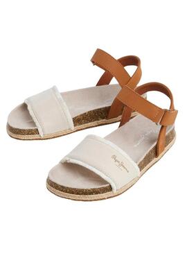 Sandali Pepe Jeans Berlin Bass beige per bambina.