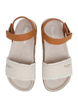 Sandali Pepe Jeans Berlin Bass beige per bambina.