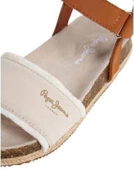 Sandali Pepe Jeans Berlin Bass beige per bambina.