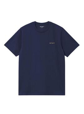 Maglietta Carhartt Script ricamata blu per uomo