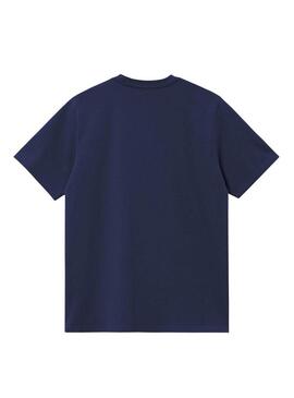 Maglietta Carhartt Script ricamata blu per uomo
