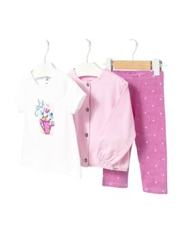 Set 3 pezzi Mayoral Leggings rosa per bambina