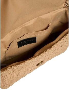 Borsa Pieces Senia Cross Body in rafia rosa per donna