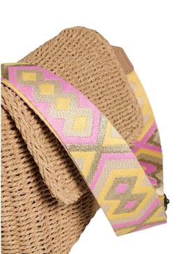 Borsa Pieces Senia Cross Body in rafia rosa per donna