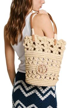 Borsa Pepe Jeans Enid in rafia per donna