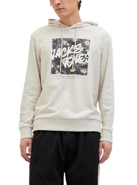 Felpa Jack and Jones Hawaii Shape grigia per uomo.