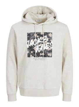 Felpa Jack and Jones Hawaii Shape grigia per uomo.