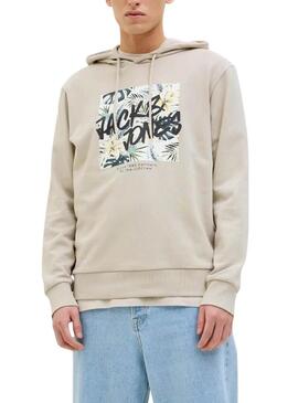 Felpa Jack and Jones Hawaii Shape beige per uomo