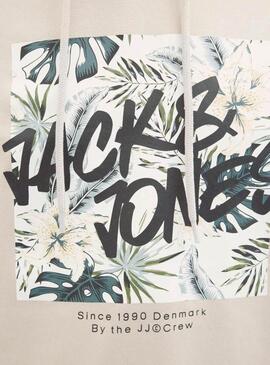 Felpa Jack and Jones Hawaii Shape beige per uomo