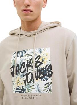 Felpa Jack and Jones Hawaii Shape beige per uomo
