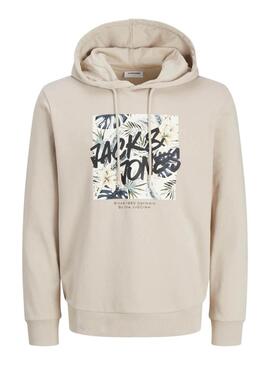 Felpa Jack and Jones Hawaii Shape beige per uomo