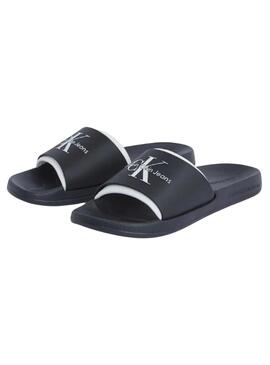 Ciabatte Calvin Klein Jeans Slide Monogram nere per uomo