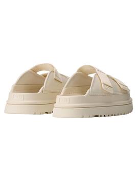 Sandali UGG GoldenGlow Slide beige per bambina e bambino.
