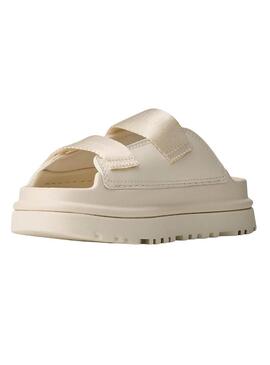 Sandali UGG GoldenGlow Slide beige per bambina e bambino.