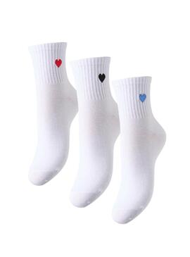 Calzini da 3 calzini Pieces Mova bianchi per donna