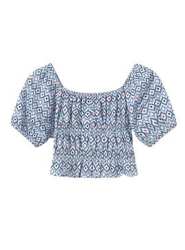 Top Mayoral stampato blu oceano per bambina