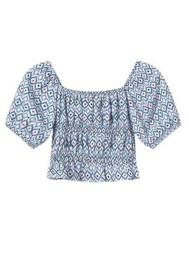 Top Mayoral stampato blu oceano per bambina