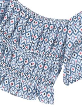 Top Mayoral stampato blu oceano per bambina