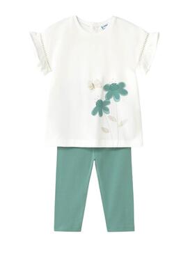 Set Mayoral leggings con applicazioni in tulle verde per bambini