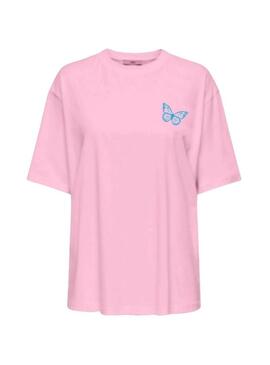 Maglietta Only Vivvi Buterfly rosa per donna