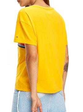 T-Shirt Tommy Jeans Multicolor Line Logo Mustard