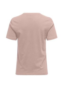 Maglietta Only Polly con tasca e fiori rosa per donna