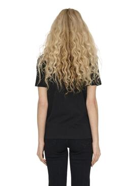 Maglietta Only Polly nera con tasca floreale per donna