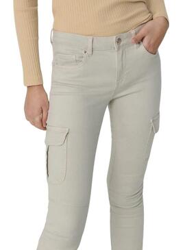 Pantaloni Only cargo Missouri slim beige per donna