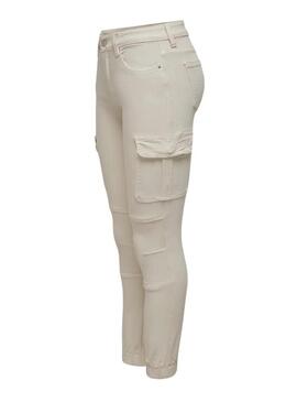 Pantaloni Only cargo Missouri slim beige per donna