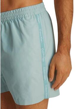 Costume da bagno Calvin Klein logo tape turchese per uomo